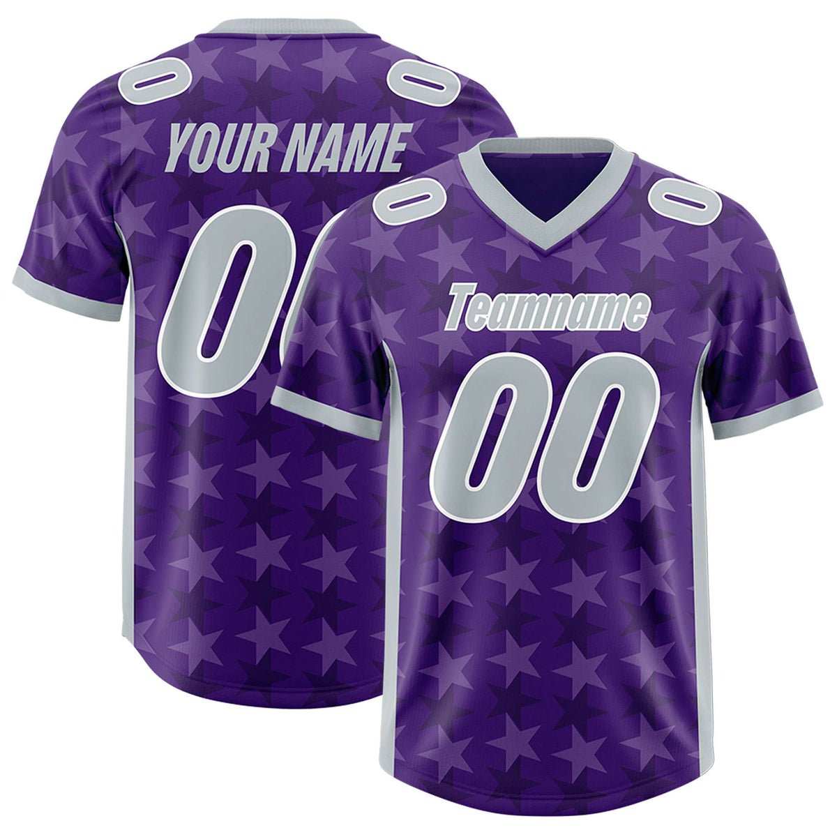 Custom Purple Grey Personalized All Star Graffiti Pattern Authentic Football Jersey