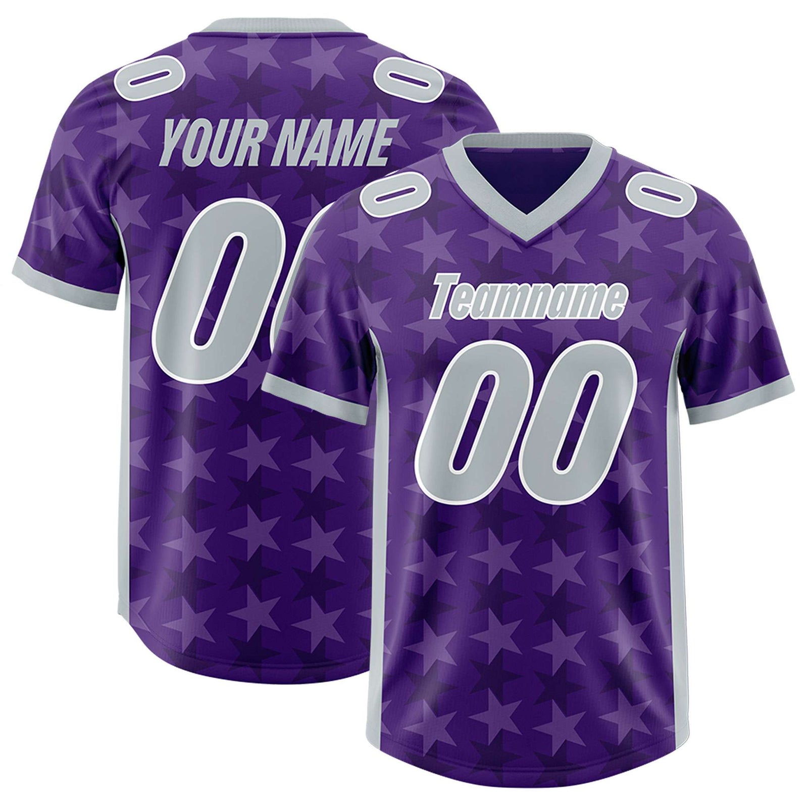 Custom Purple Grey Personalized All Star Graffiti Pattern Authentic Football Jersey