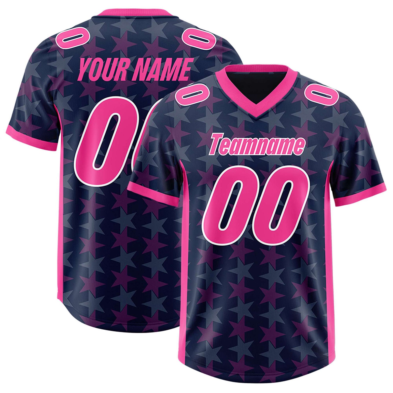 Custom Navy Pink Personalized All Star Graffiti Pattern Authentic Football Jersey