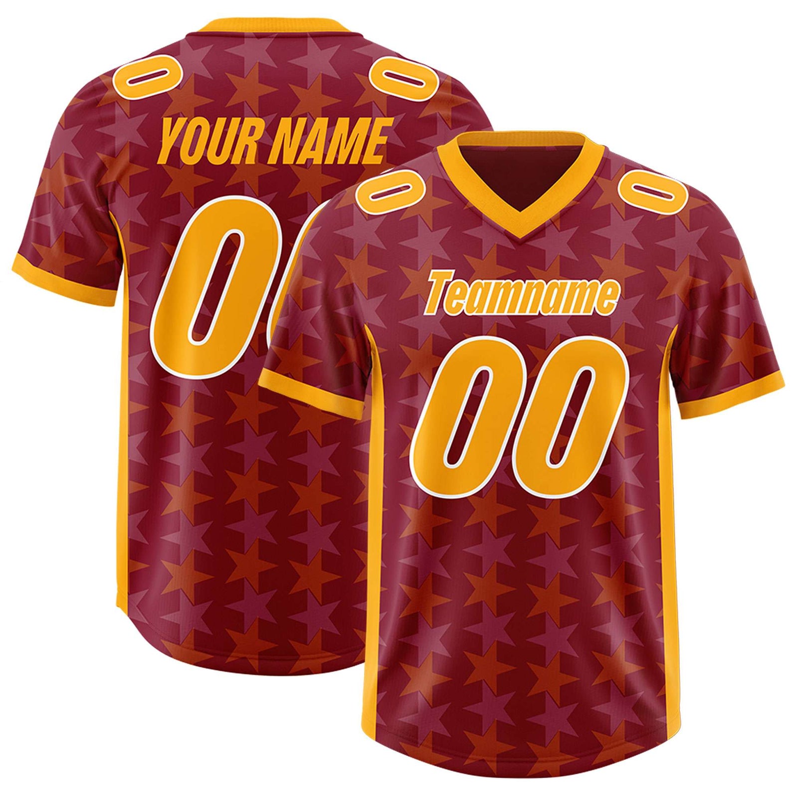 Custom Crimson Yellow Personalized All Star Graffiti Pattern Authentic Football Jersey