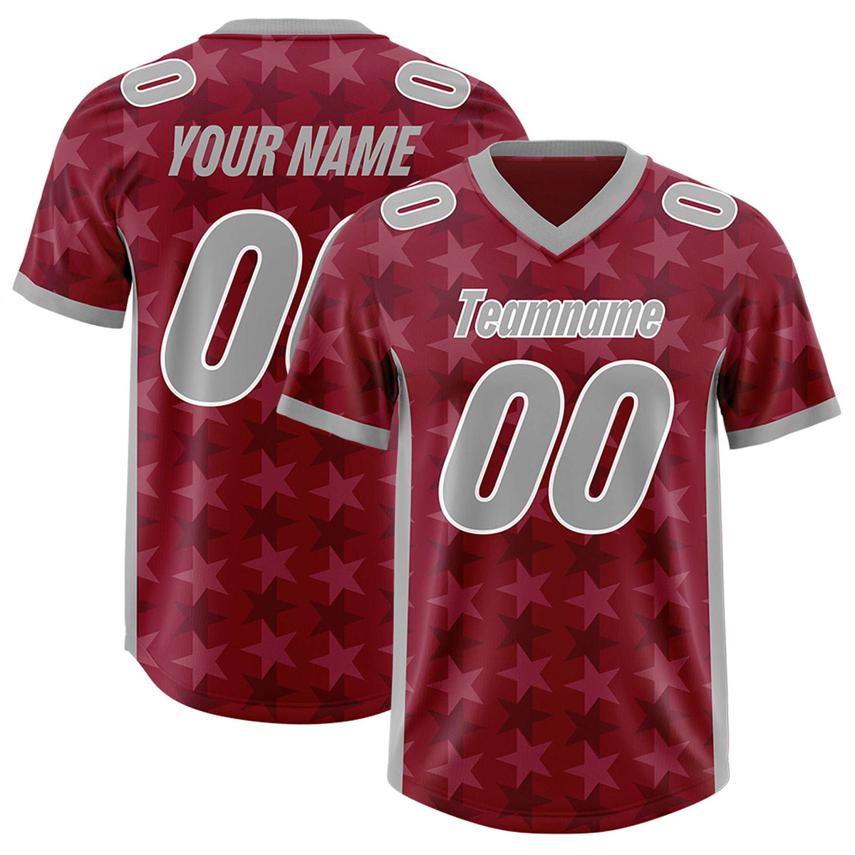 Custom Crimson Grey Personalized All Star Graffiti Pattern Authentic Football Jersey