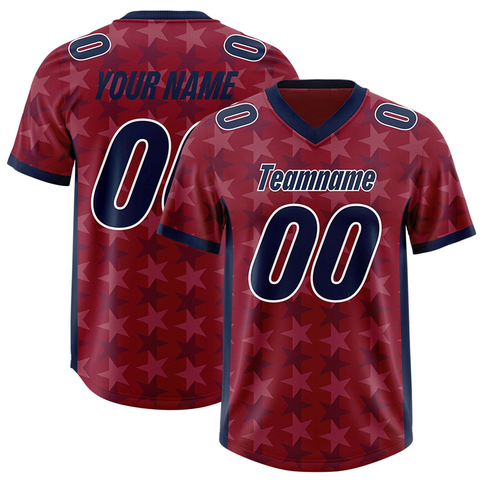 Custom Crimson Navy Personalized All Star Graffiti Pattern Authentic Football Jersey