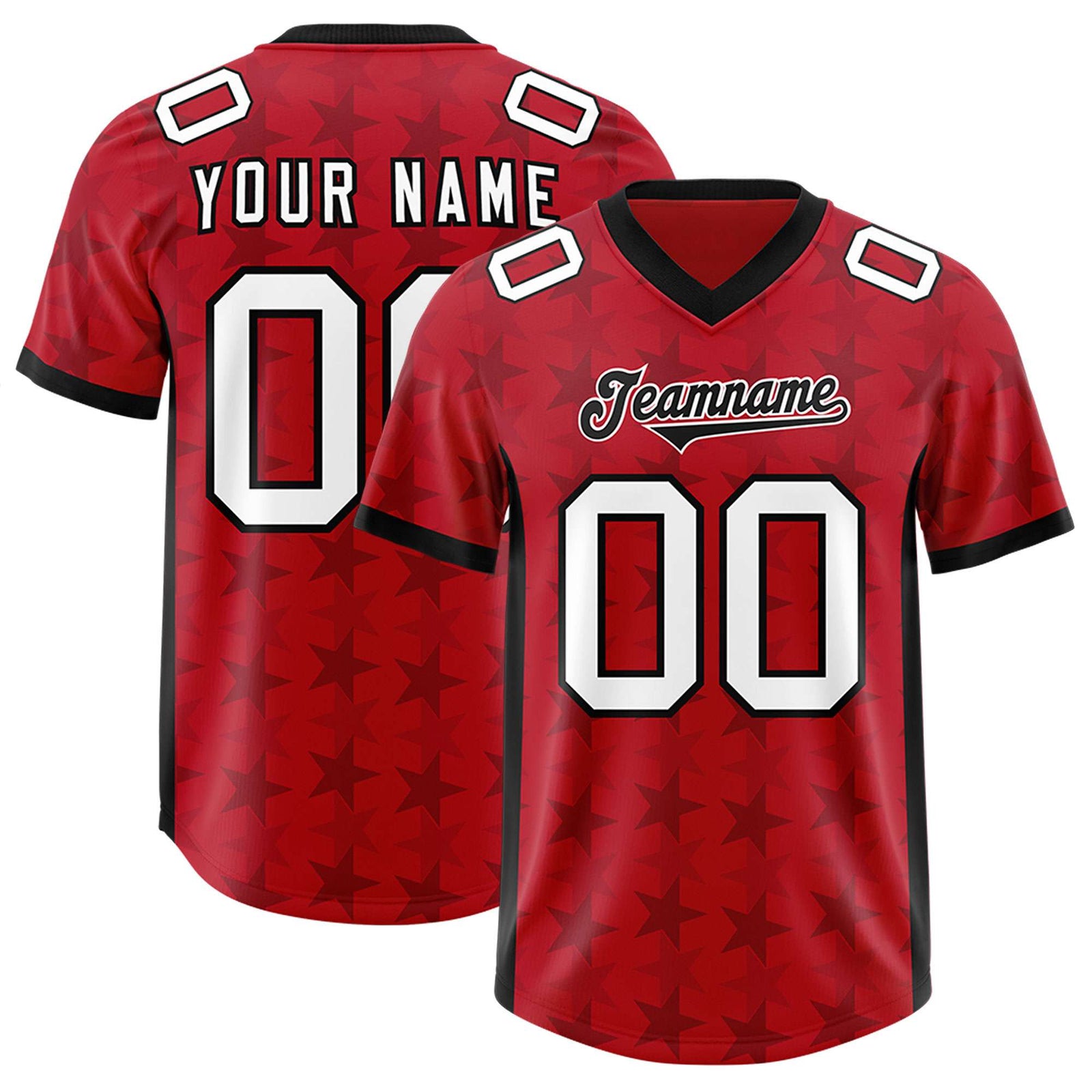 Custom Red Black Personalized All Star Graffiti Pattern Authentic Football Jersey