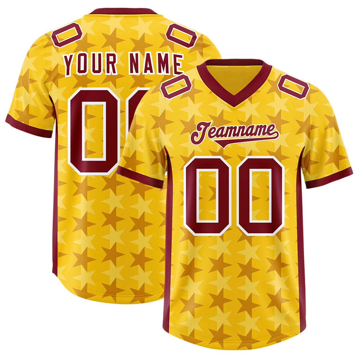 Custom Gold Crimson Personalized All Star Graffiti Pattern Authentic Football Jersey