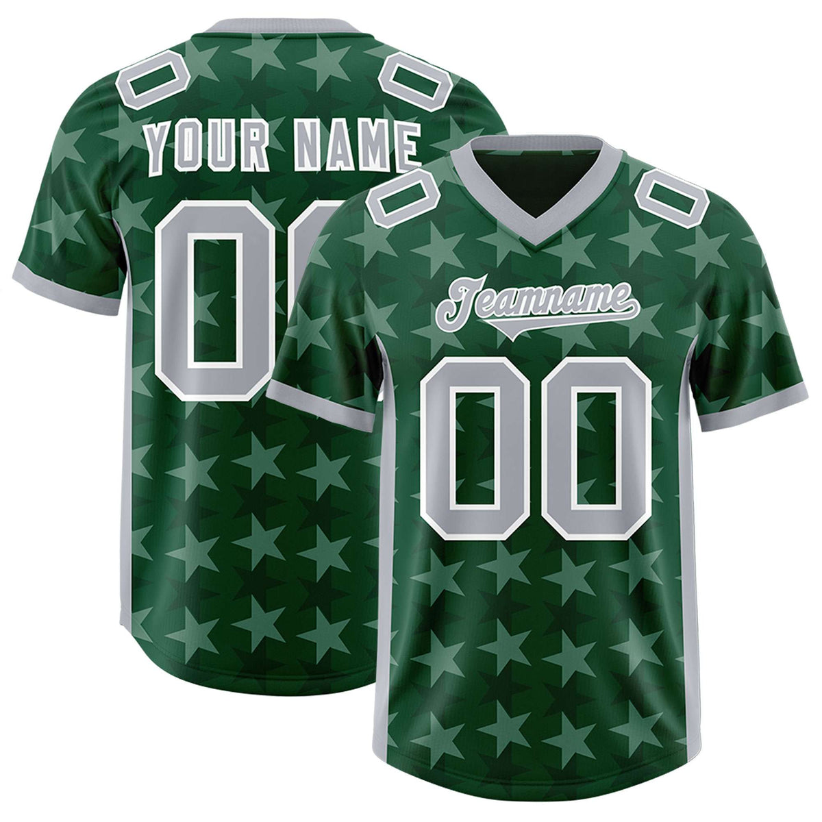 Custom Green Grey Personalized All Star Graffiti Pattern Authentic Football Jersey