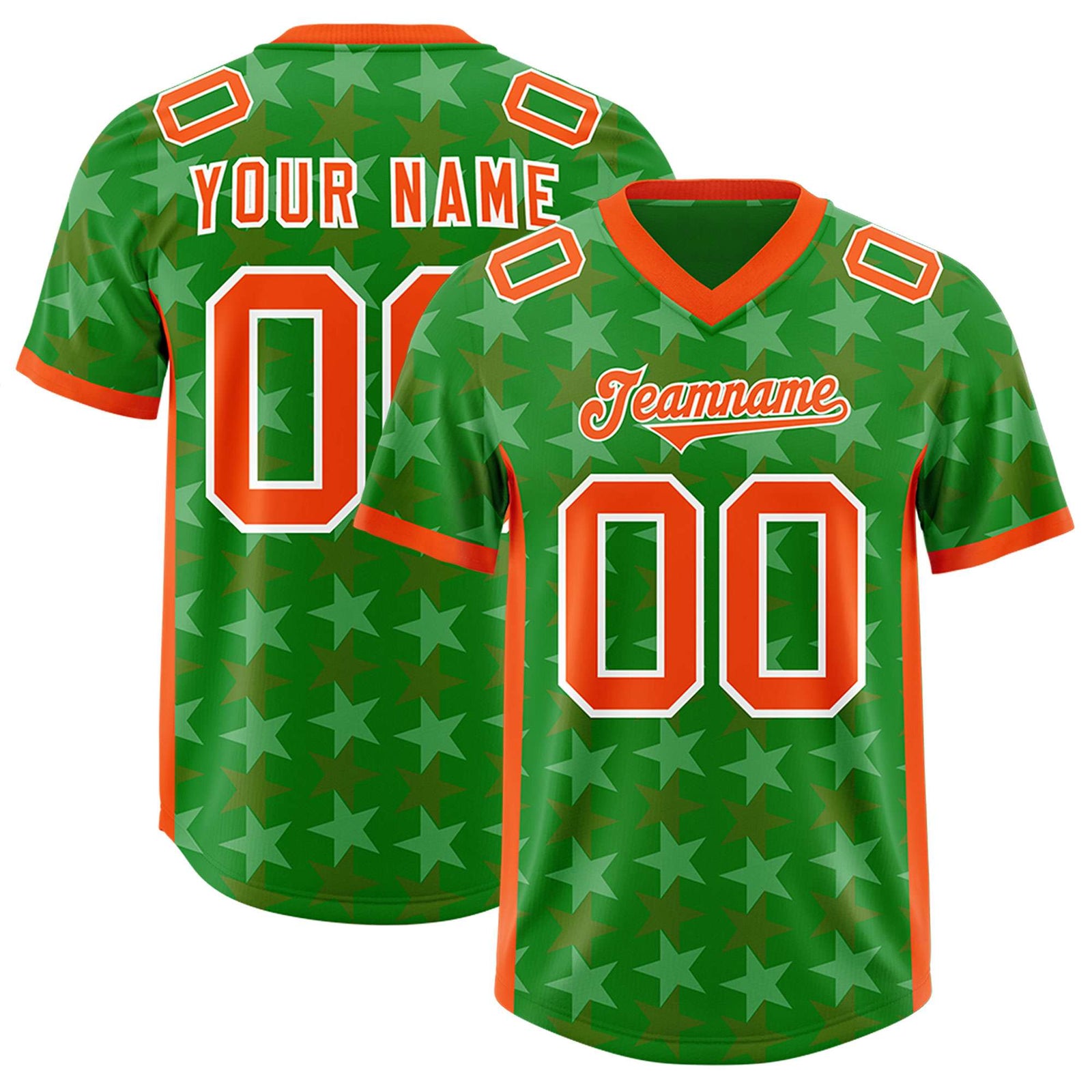 Custom Kelly Green Orange Personalized All Star Graffiti Pattern Authentic Football Jersey
