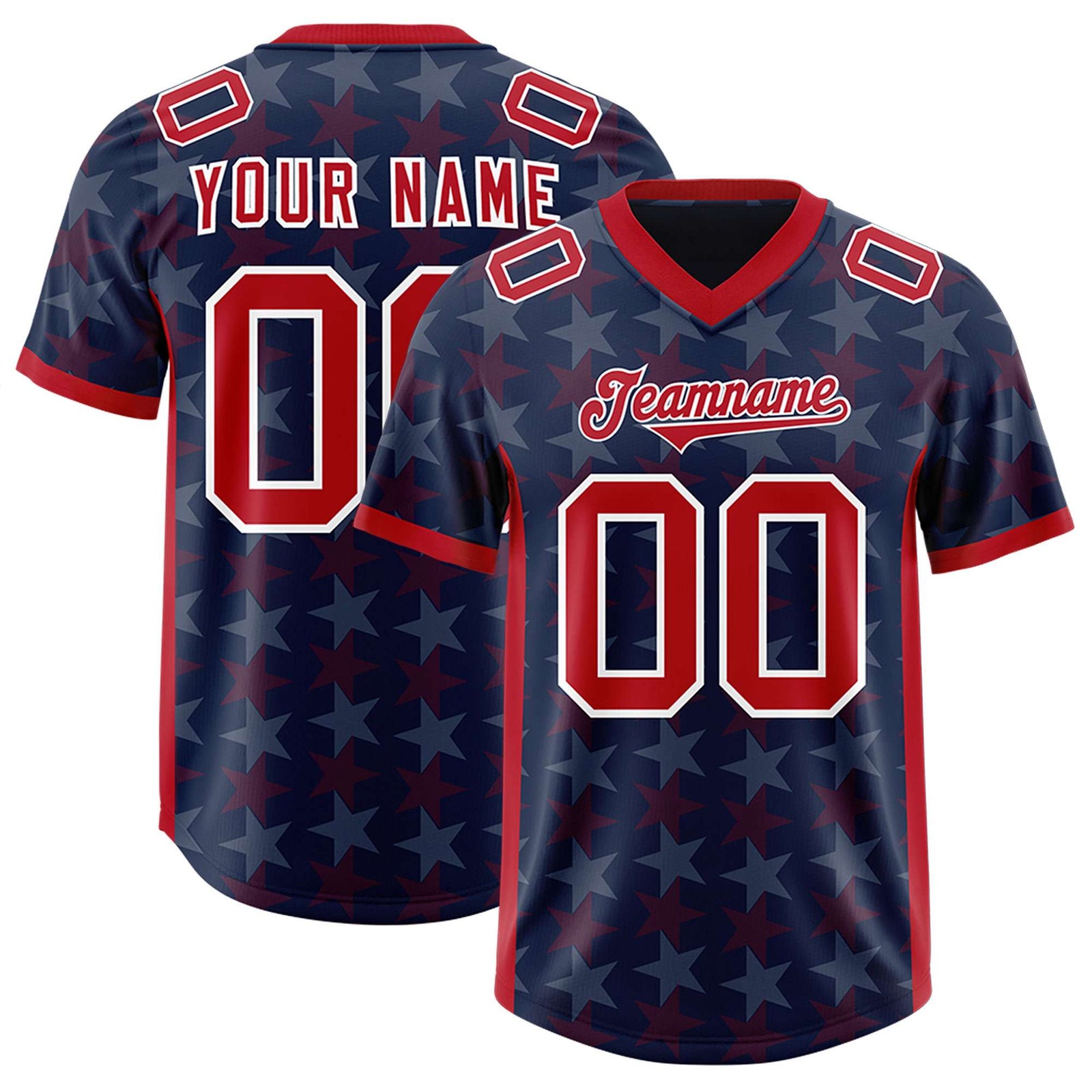 Custom Navy Red Personalized All Star Graffiti Pattern Authentic Football Jersey