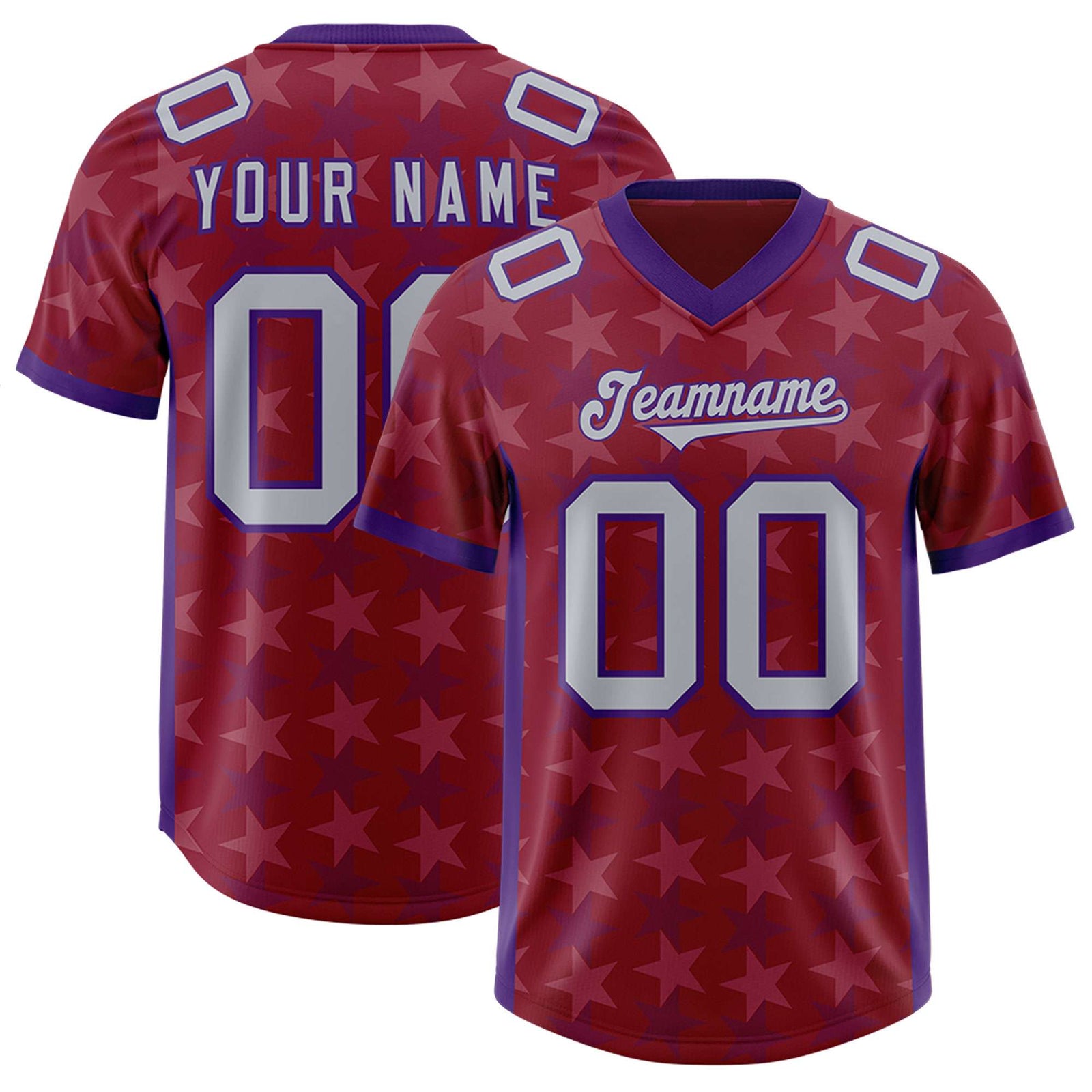 Custom Crimson Purple Personalized All Star Graffiti Pattern Authentic Football Jersey