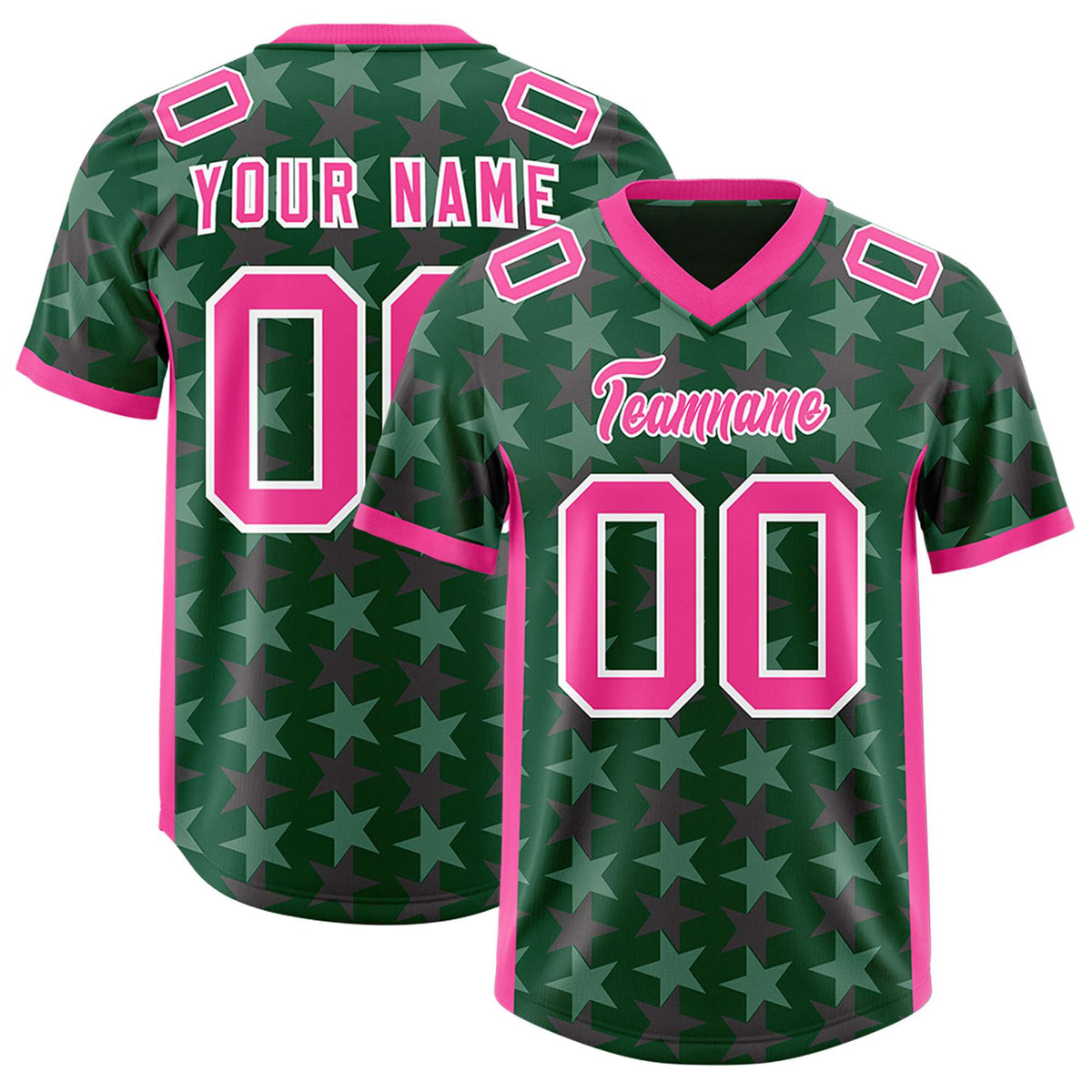 Custom Green Pink Personalized All Star Graffiti Pattern Authentic Football Jersey