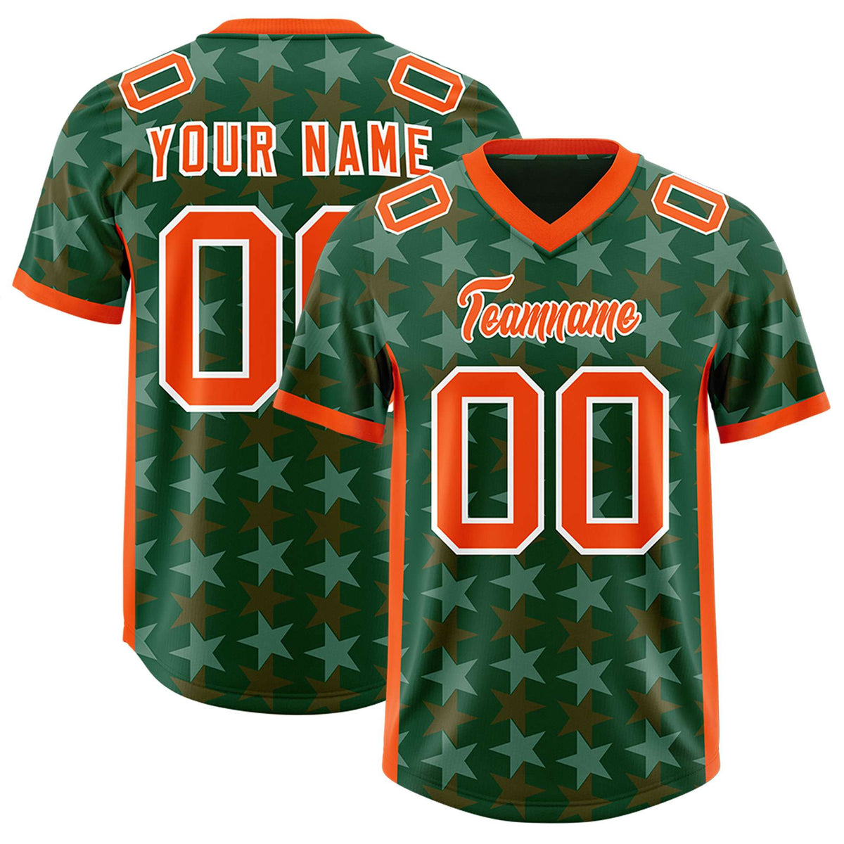 Custom Green Orange Personalized All Star Graffiti Pattern Authentic Football Jersey