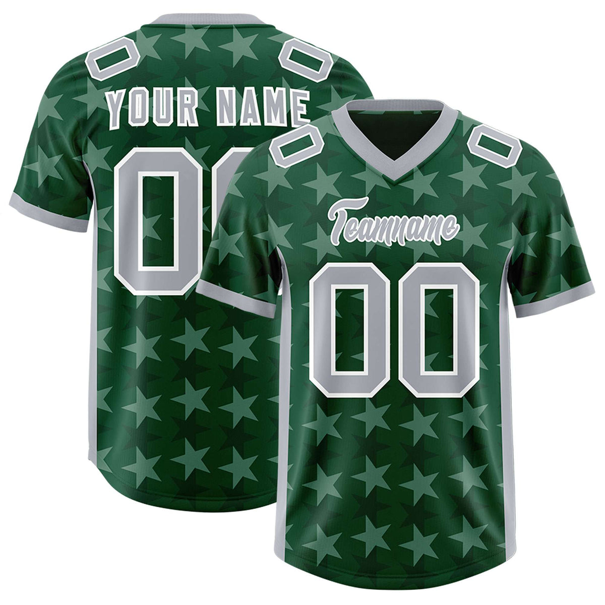 Custom Green Grey Personalized All Star Graffiti Pattern Authentic Football Jersey