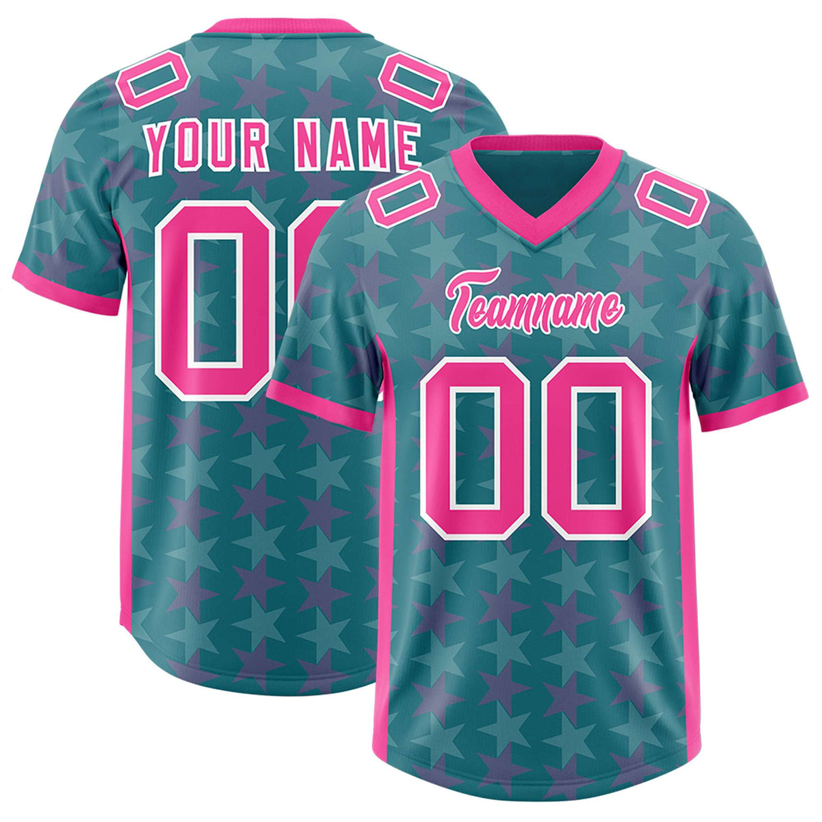 Custom Aqua Pink Personalized All Star Graffiti Pattern Authentic Football Jersey