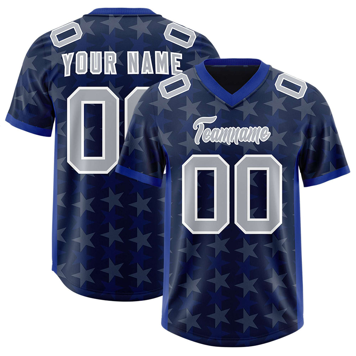 Custom Navy Royal Personalized All Star Graffiti Pattern Authentic Football Jersey