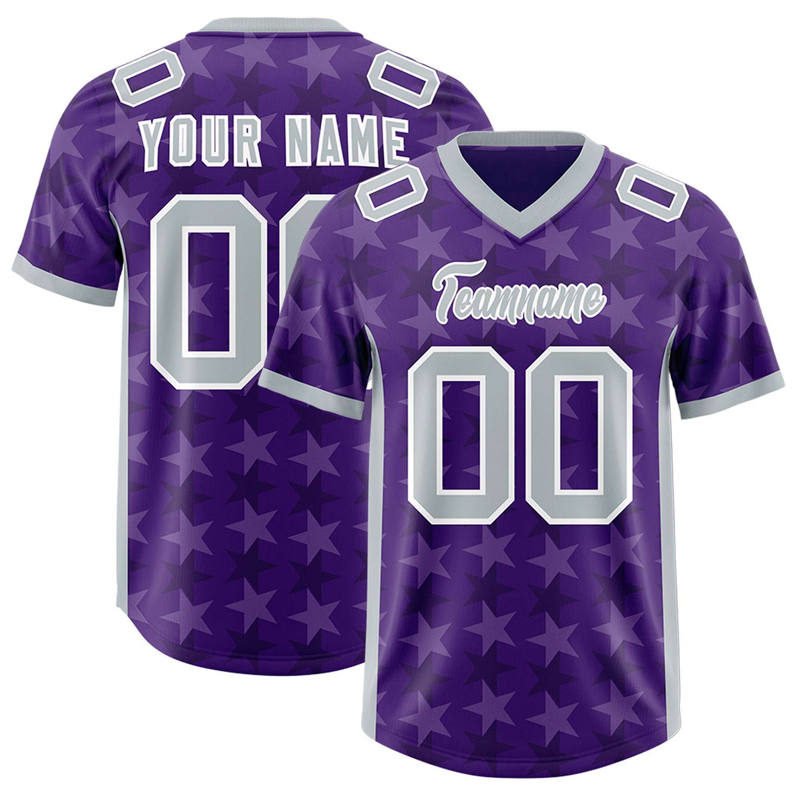 Custom Purple Grey Personalized All Star Graffiti Pattern Authentic Football Jersey