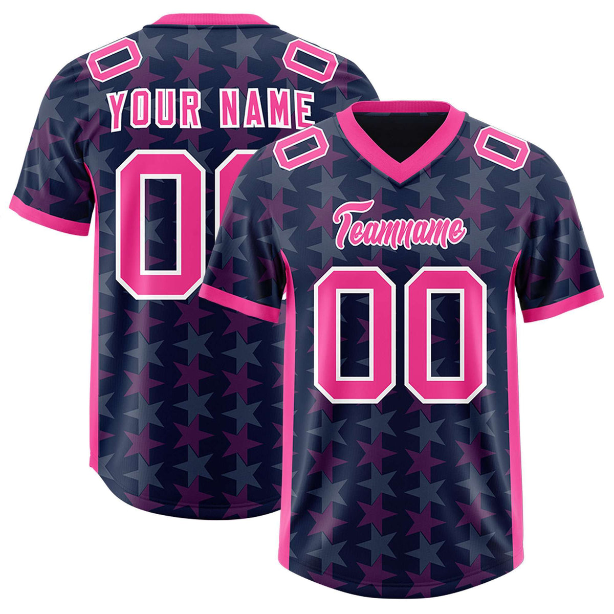 Custom Navy Pink Personalized All Star Graffiti Pattern Authentic Football Jersey