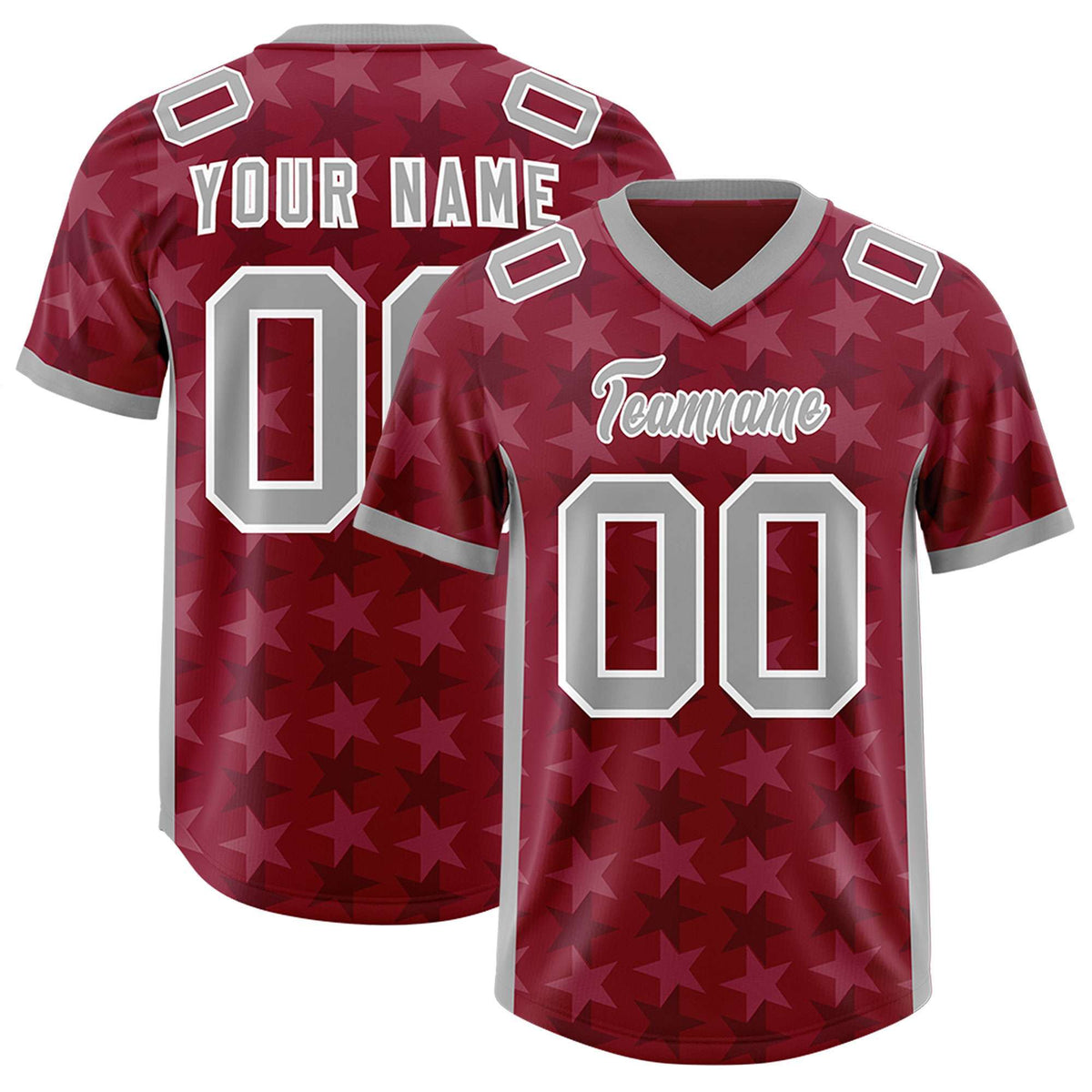 Custom Crimson Grey Personalized All Star Graffiti Pattern Authentic Football Jersey