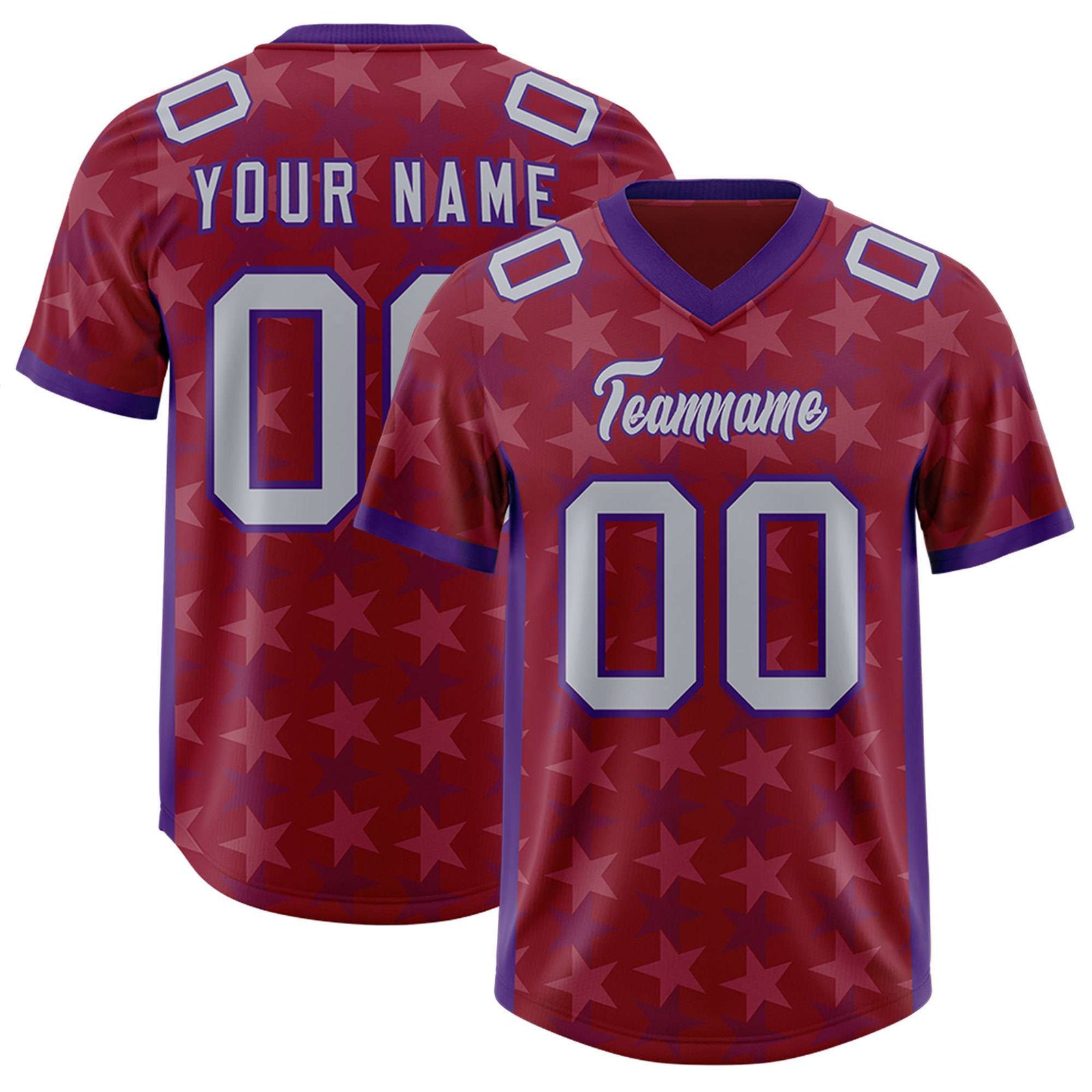 Custom Crimson Purple Personalized All Star Graffiti Pattern Authentic Football Jersey