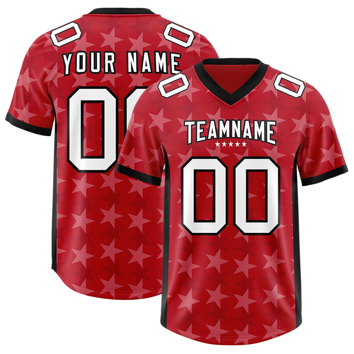 Custom Red Black Personalized All Star Graffiti Pattern Authentic Football Jersey