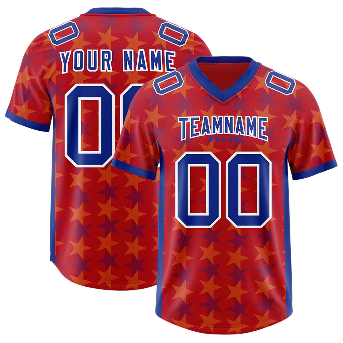 Custom Red Royal Personalized All Star Graffiti Pattern Authentic Football Jersey