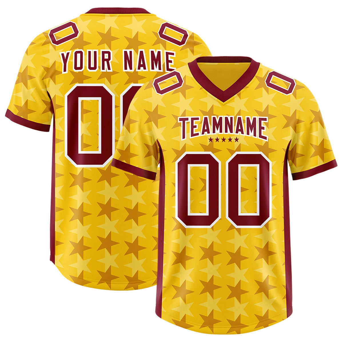 Custom Gold Crimson Personalized All Star Graffiti Pattern Authentic Football Jersey