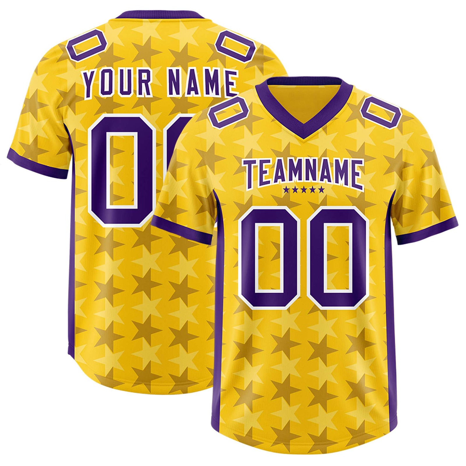 Custom Gold Purple Personalized All Star Graffiti Pattern Authentic Football Jersey