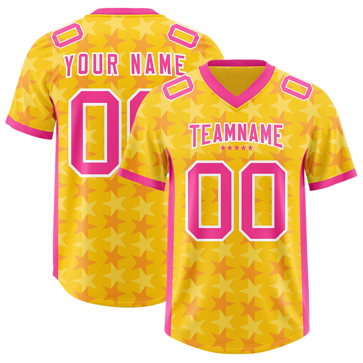 Custom Gold Pink Personalized All Star Graffiti Pattern Authentic Football Jersey