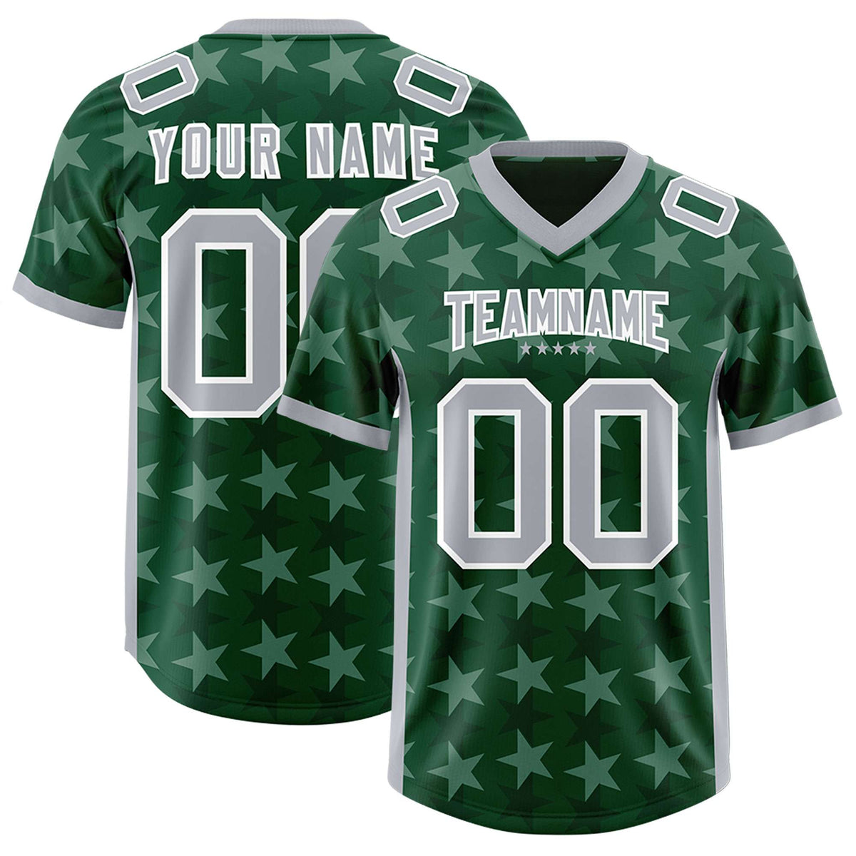 Custom Green Grey Personalized All Star Graffiti Pattern Authentic Football Jersey