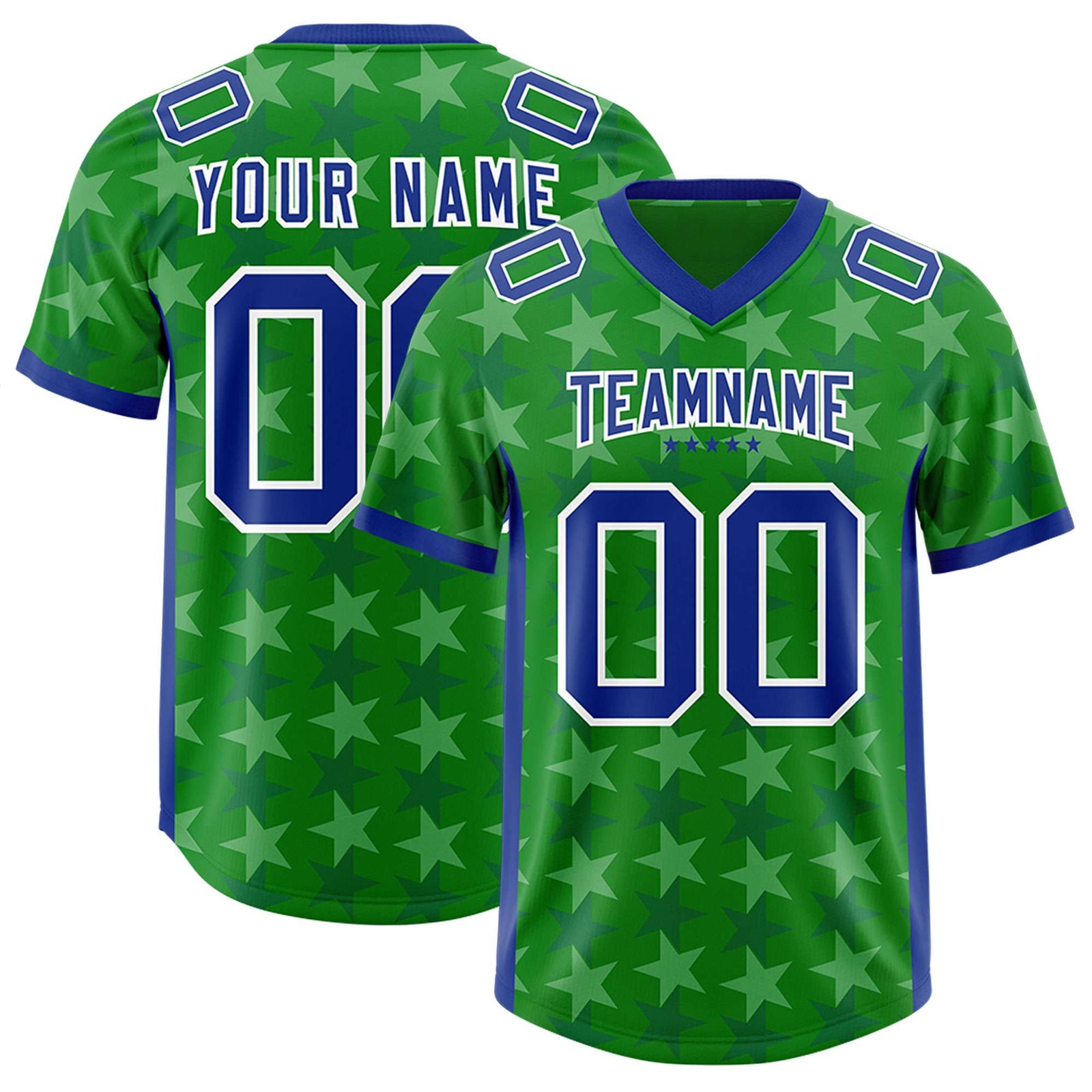 Custom Kelly Green Royal Personalized All Star Graffiti Pattern Authentic Football Jersey