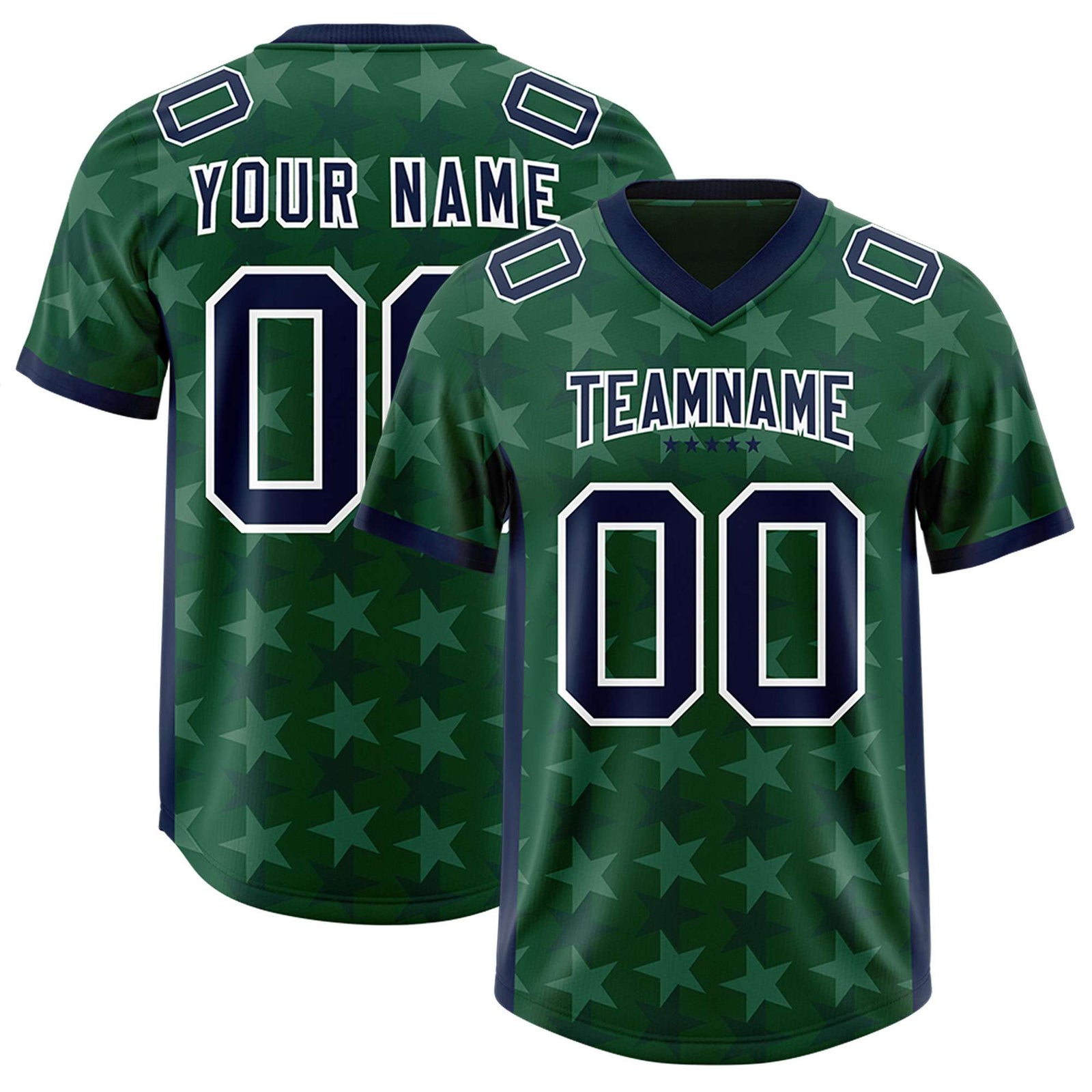 Custom Green Navy Personalized All Star Graffiti Pattern Authentic Football Jersey
