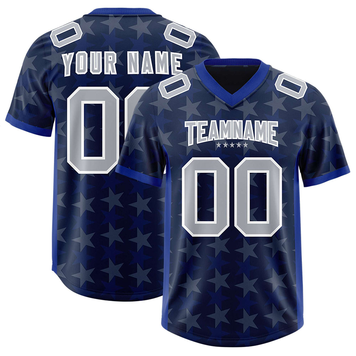 Custom Navy Royal Personalized All Star Graffiti Pattern Authentic Football Jersey