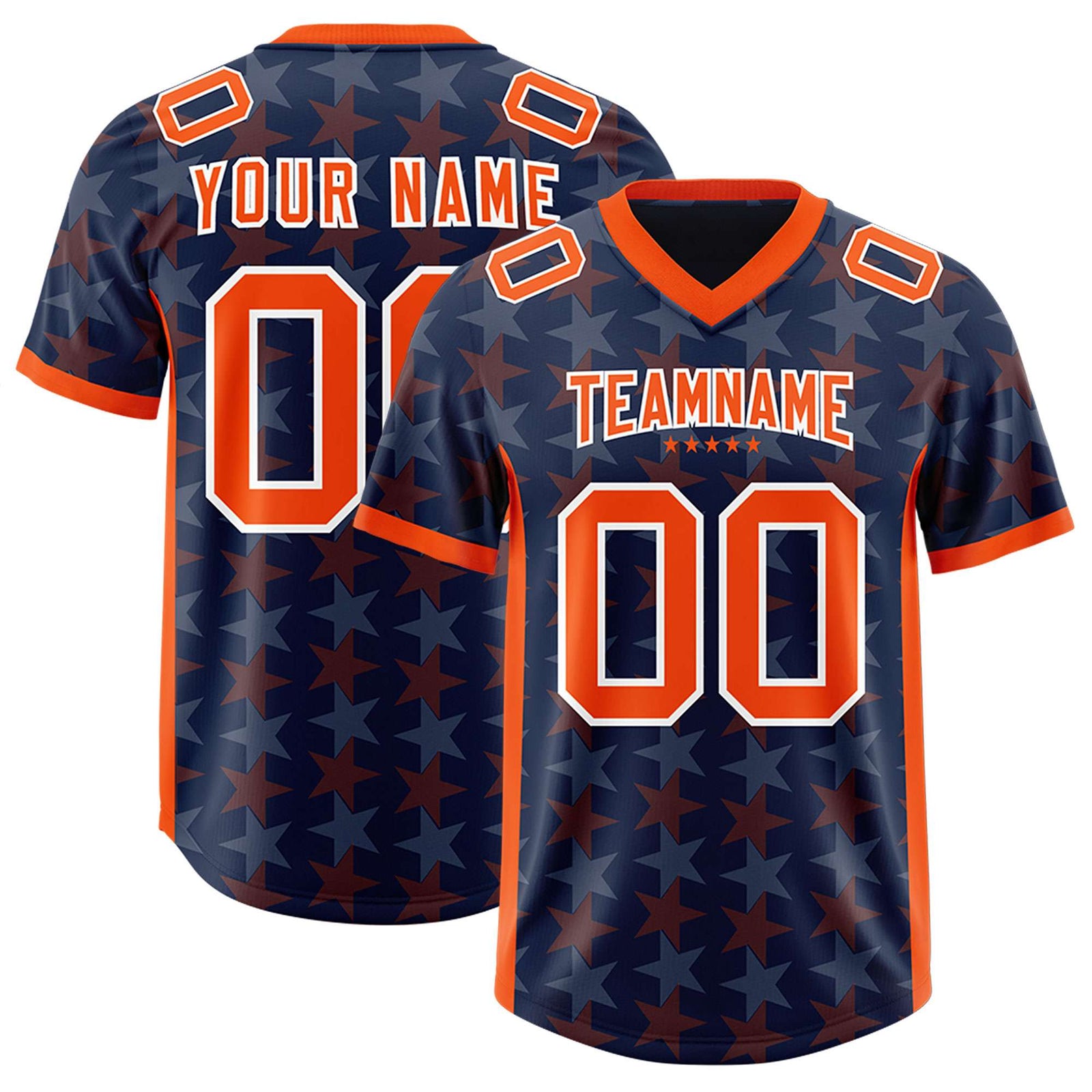 Custom Navy Orange Personalized All Star Graffiti Pattern Authentic Football Jersey