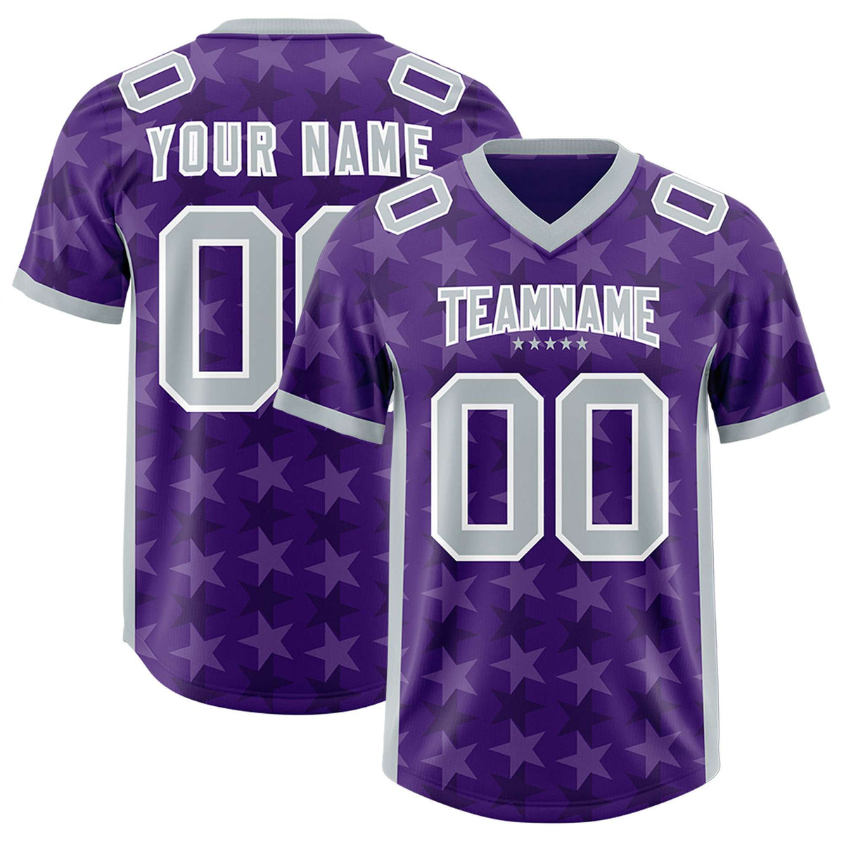Custom Purple Grey Personalized All Star Graffiti Pattern Authentic Football Jersey