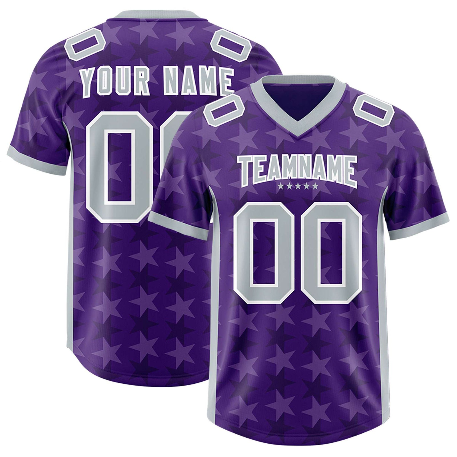 Custom Purple Grey Personalized All Star Graffiti Pattern Authentic Football Jersey