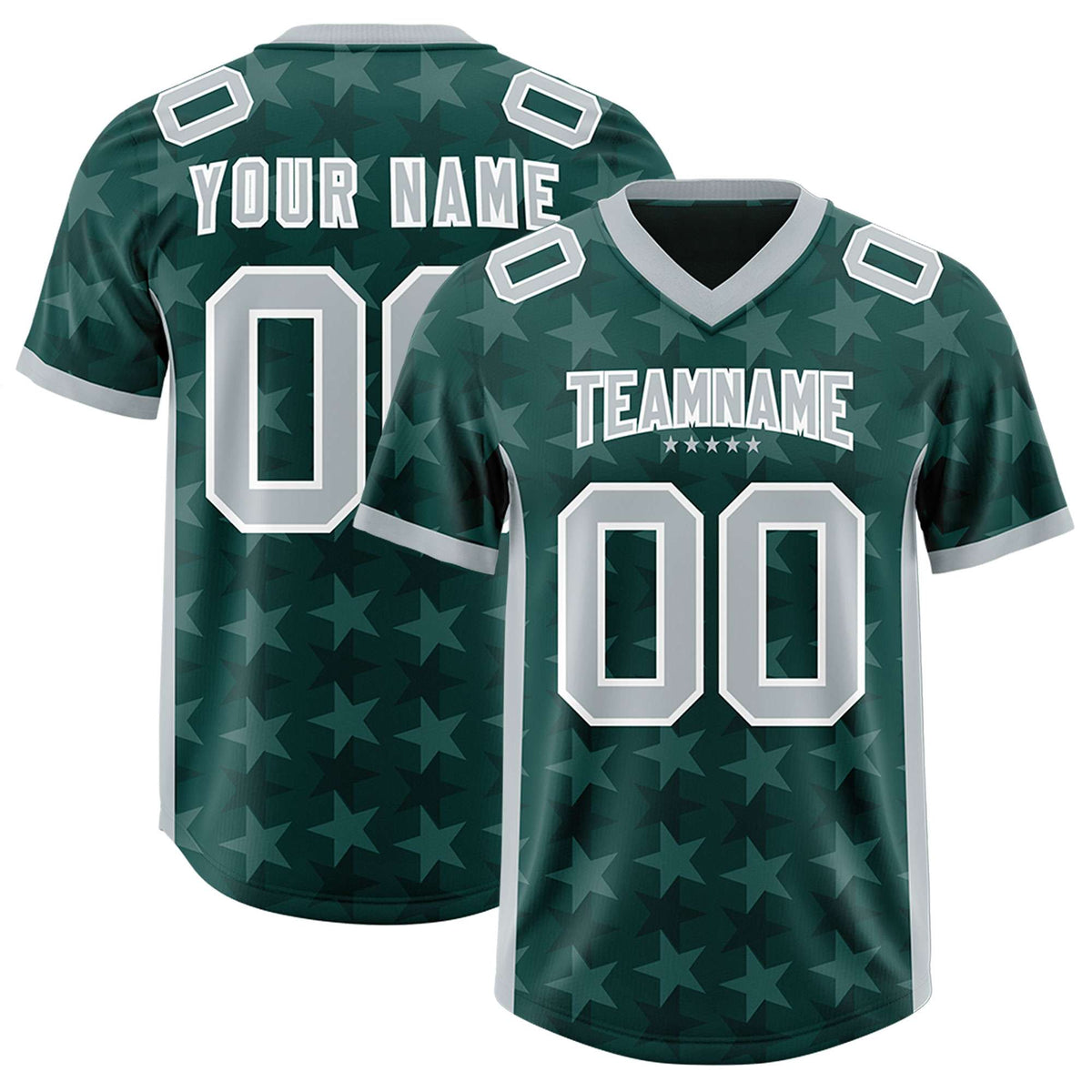 Custom Midnight Green Grey Personalized All Star Graffiti Pattern Authentic Football Jersey