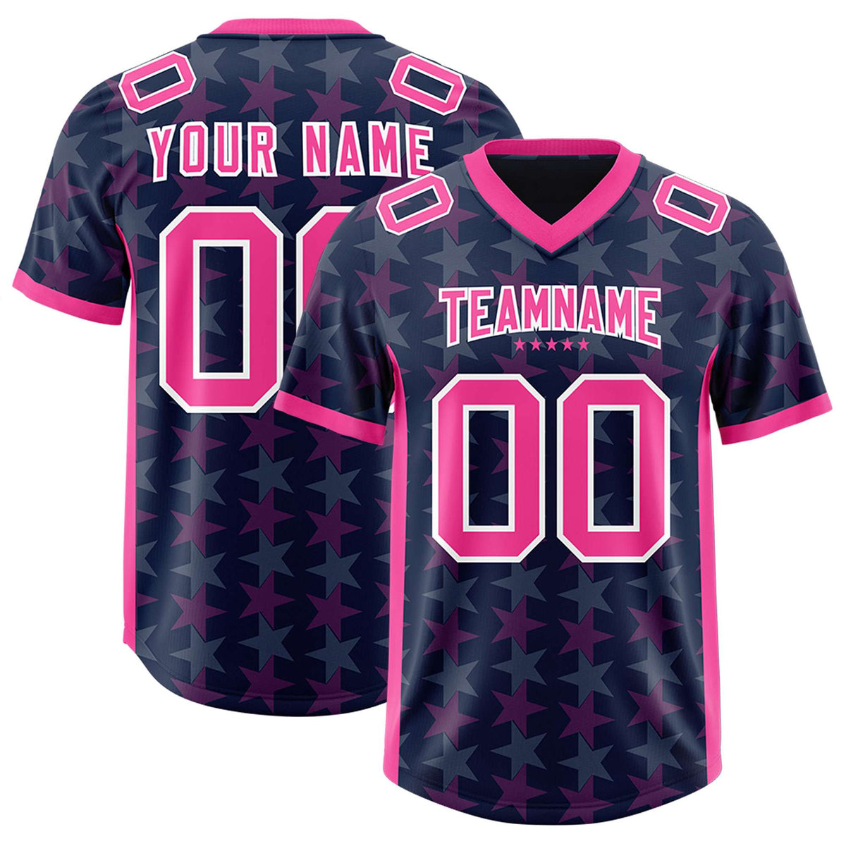 Custom Navy Pink Personalized All Star Graffiti Pattern Authentic Football Jersey