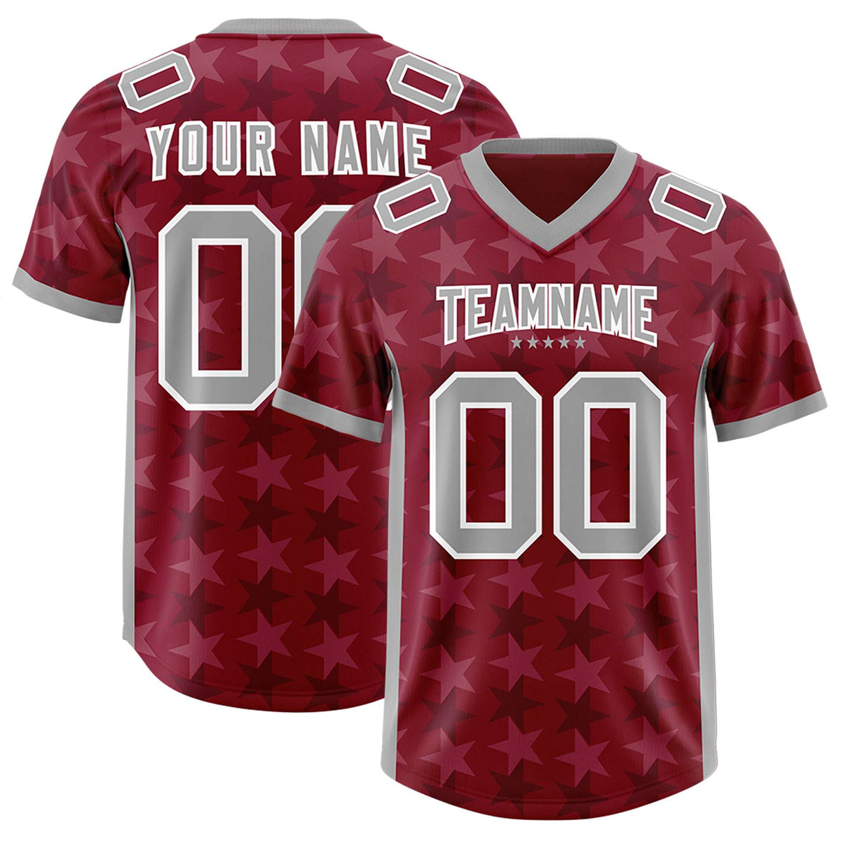 Custom Crimson Grey Personalized All Star Graffiti Pattern Authentic Football Jersey