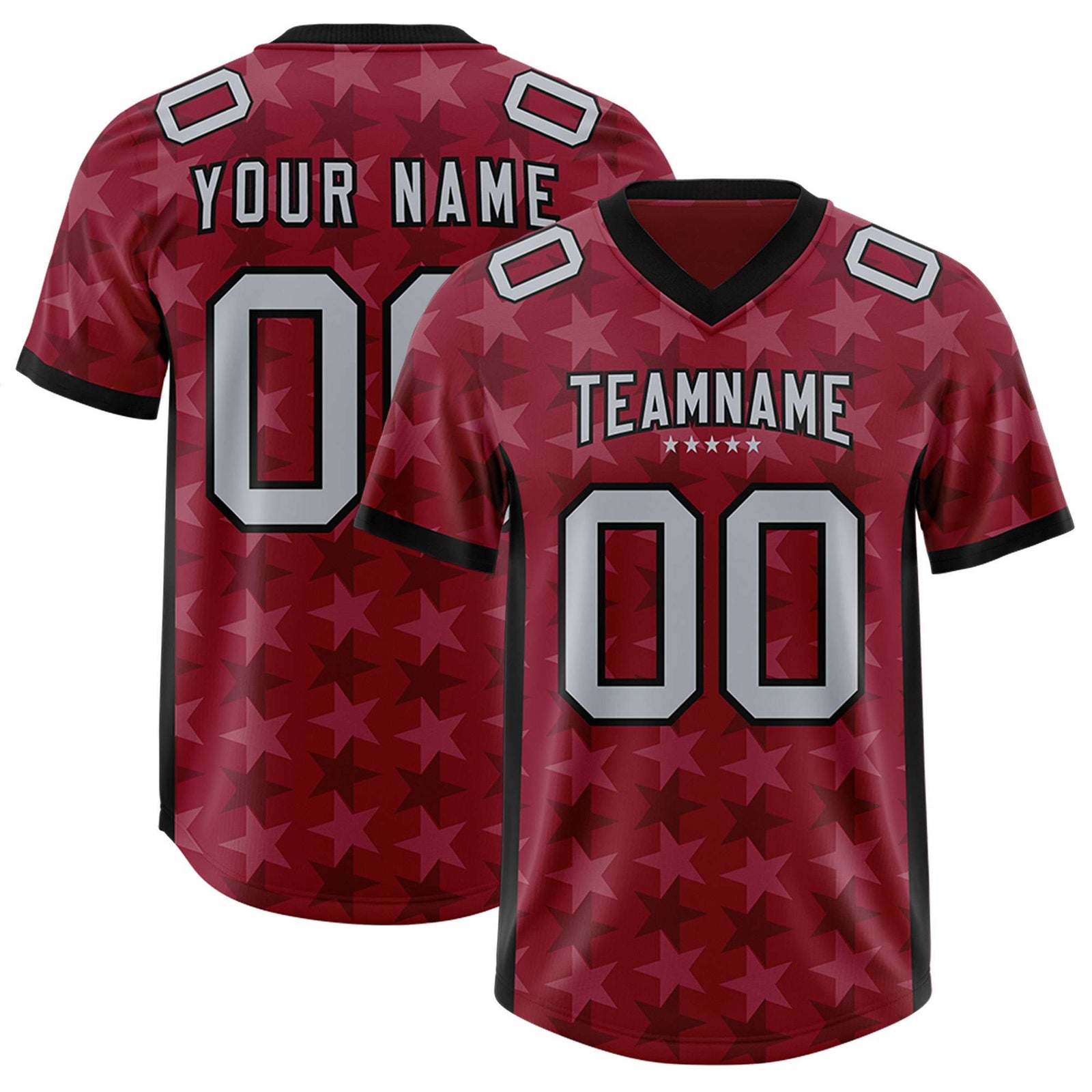 Custom Crimson Black Personalized All Star Graffiti Pattern Authentic Football Jersey