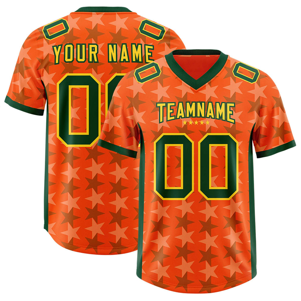 Custom Orange Green Personalized All Star Graffiti Pattern Authentic Football Jersey