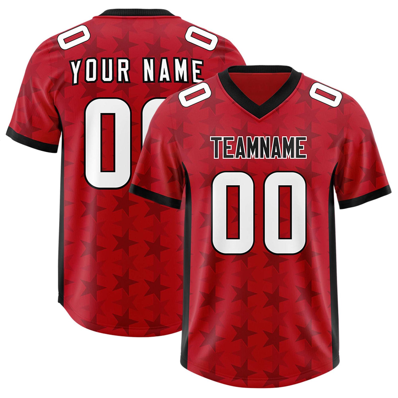 Custom Red Black Personalized All Star Graffiti Pattern Authentic Football Jersey