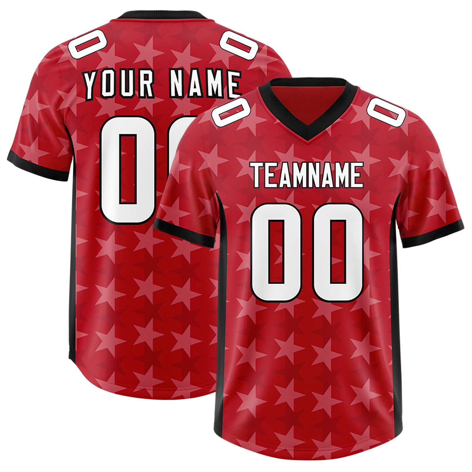 Custom Red Black Personalized All Star Graffiti Pattern Authentic Football Jersey