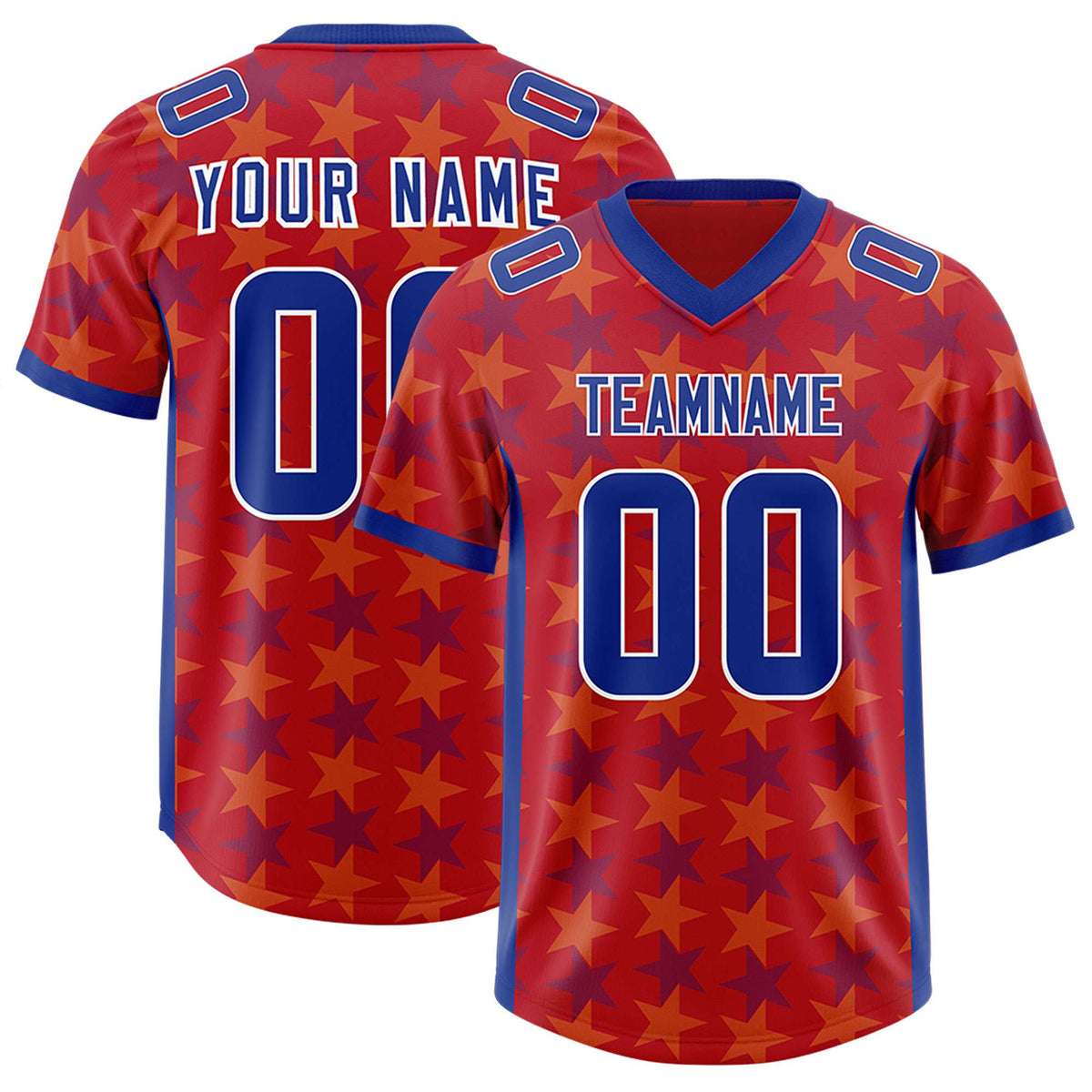 Custom Red Royal Personalized All Star Graffiti Pattern Authentic Football Jersey