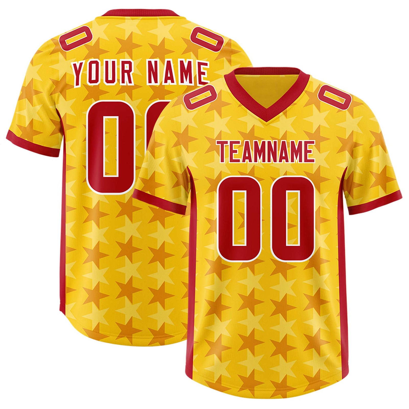 Custom Gold Red Personalized All Star Graffiti Pattern Authentic Football Jersey