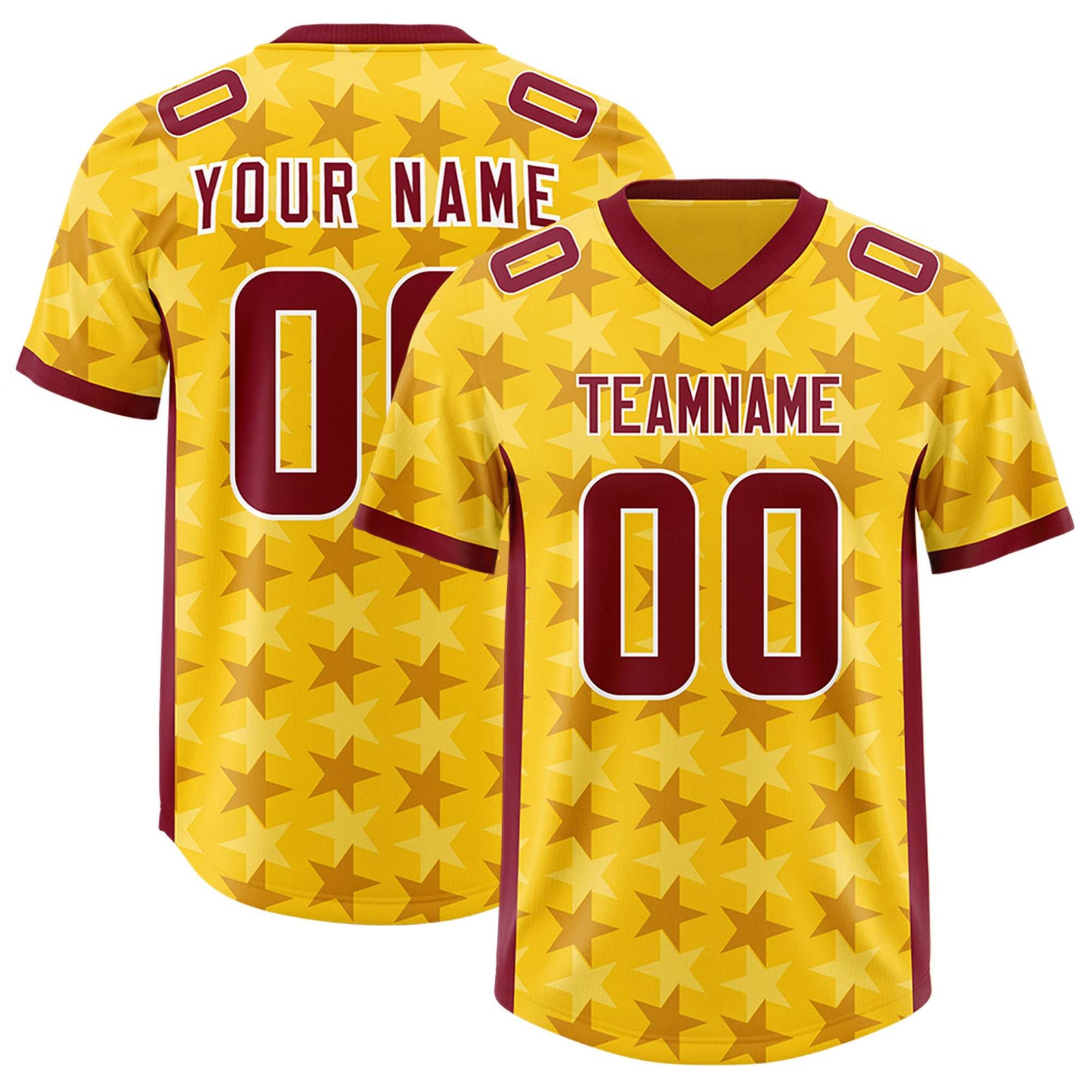 Custom Gold Crimson Personalized All Star Graffiti Pattern Authentic Football Jersey