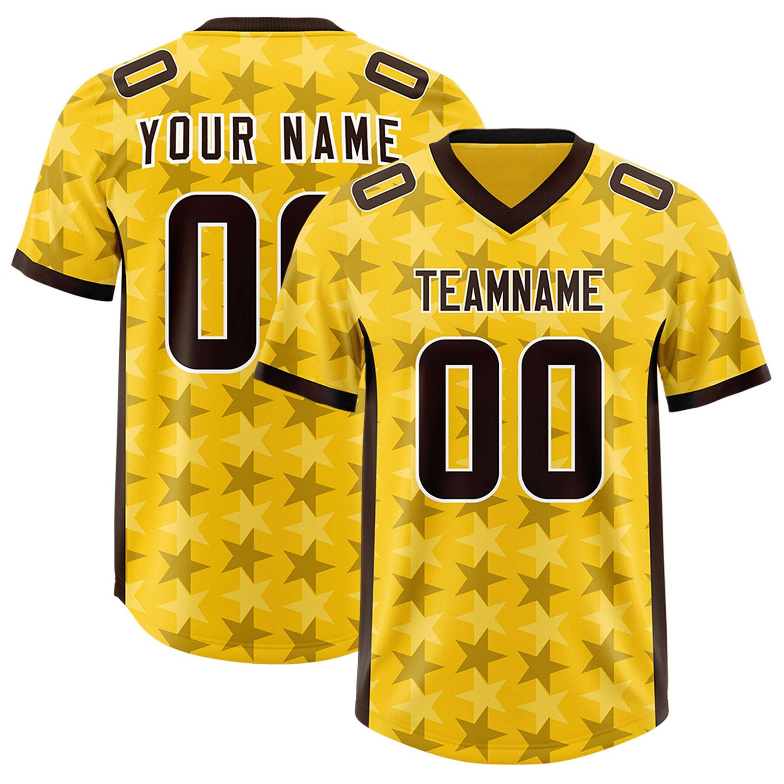 Custom Gold Black Personalized All Star Graffiti Pattern Authentic Football Jersey