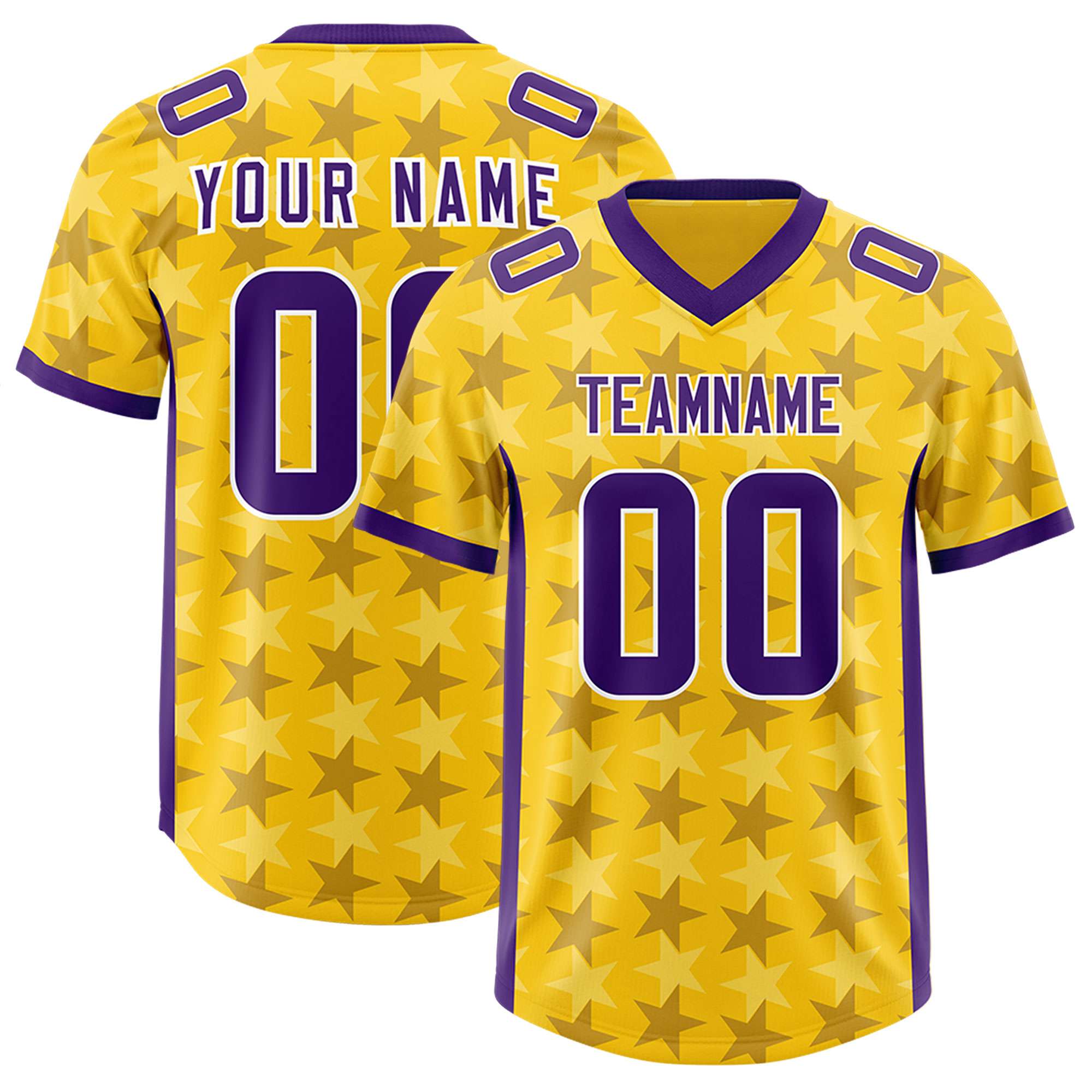 Custom Gold Purple Personalized All Star Graffiti Pattern Authentic Football Jersey