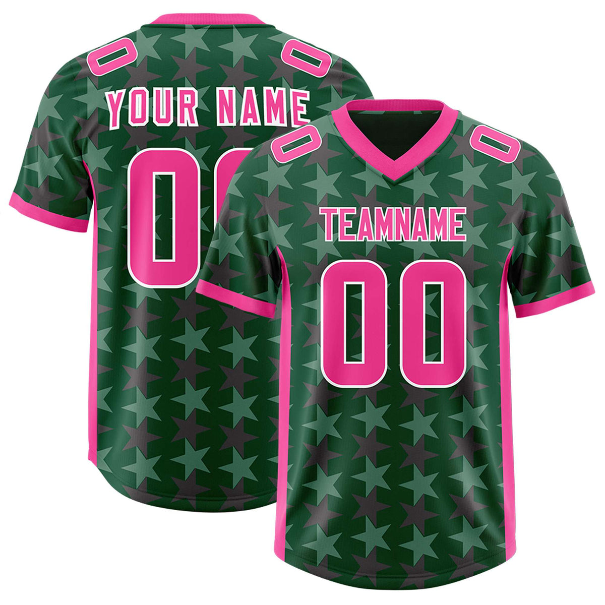 Custom Green Pink Personalized All Star Graffiti Pattern Authentic Football Jersey
