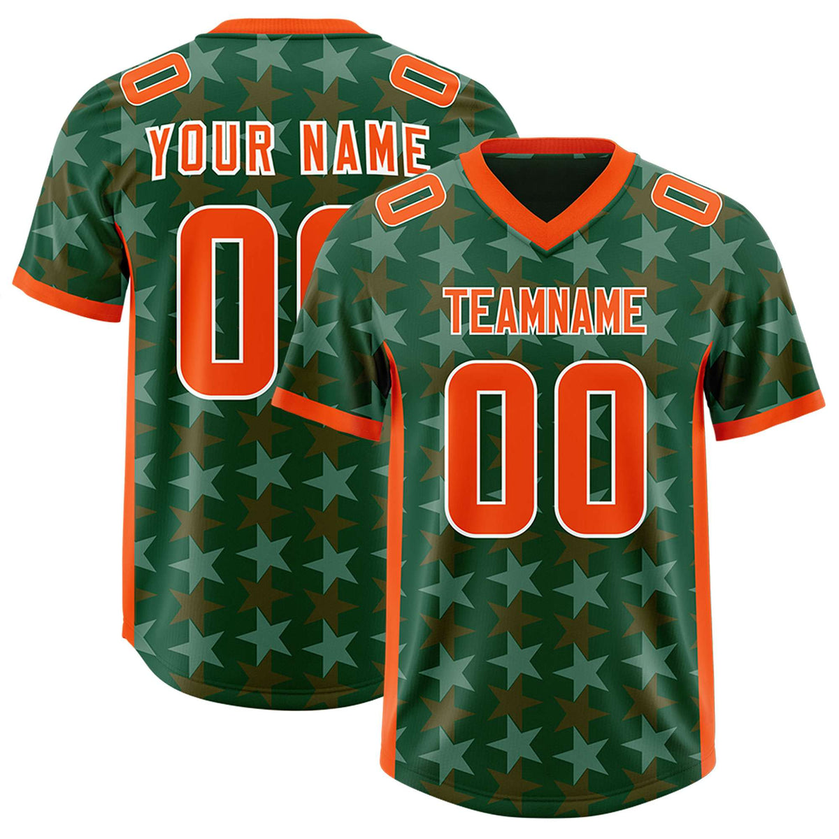 Custom Green Orange Personalized All Star Graffiti Pattern Authentic Football Jersey