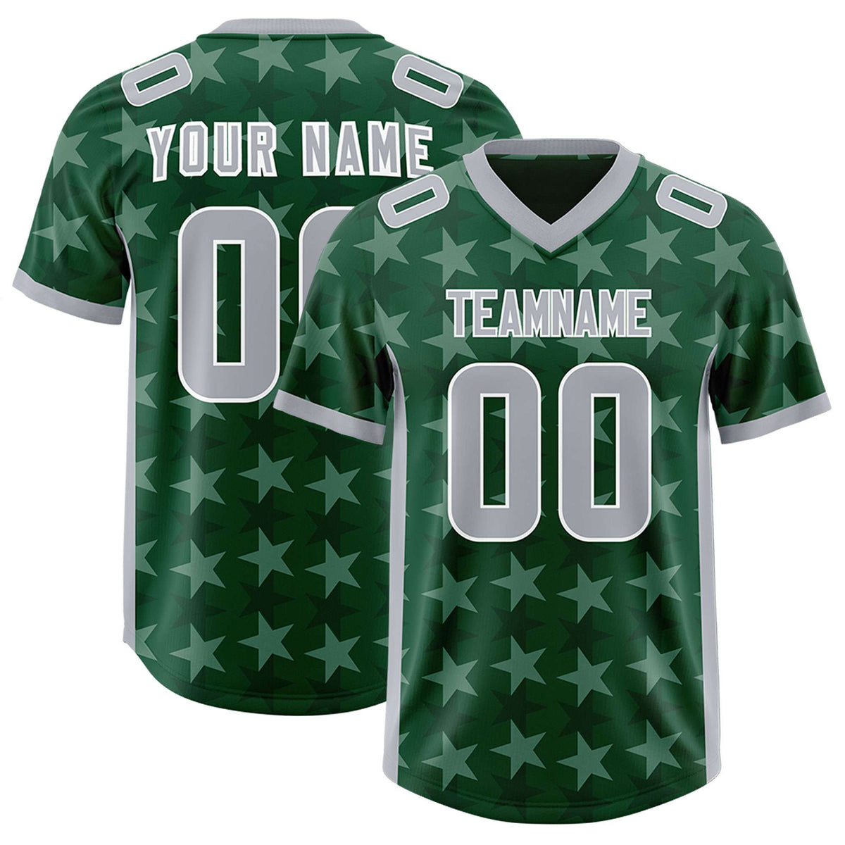 Custom Green Grey Personalized All Star Graffiti Pattern Authentic Football Jersey