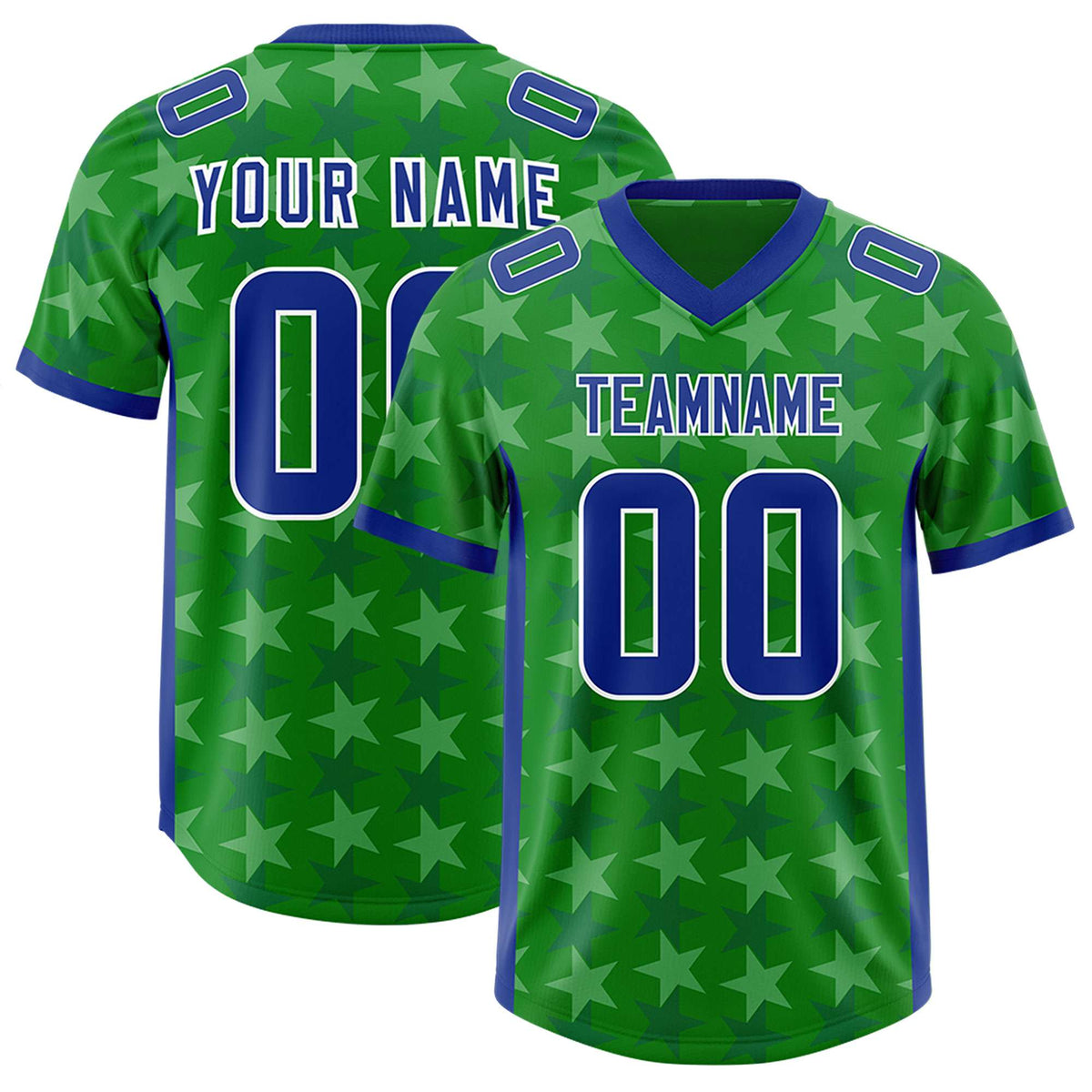 Custom Kelly Green Royal Personalized All Star Graffiti Pattern Authentic Football Jersey