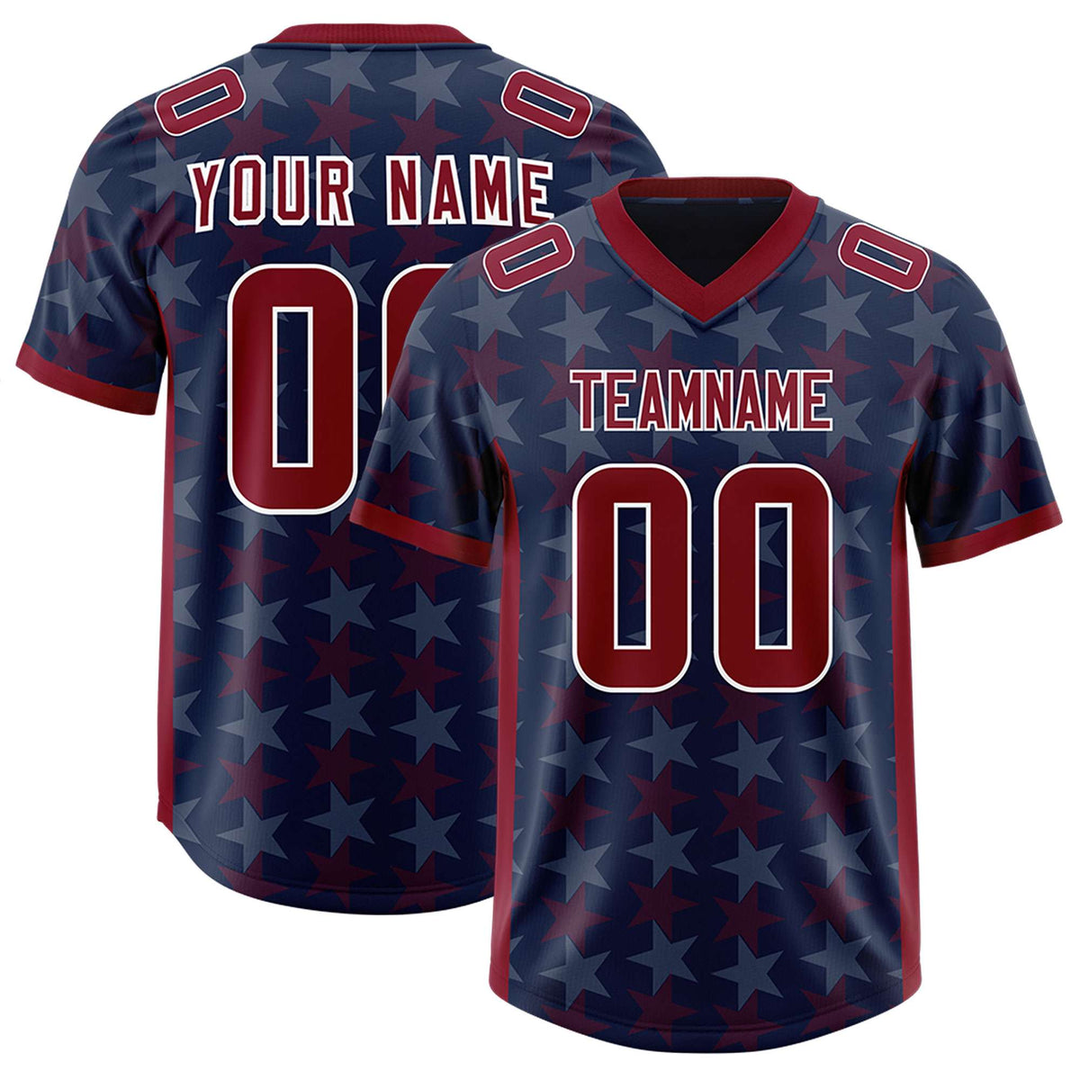 Custom Navy Crimson Personalized All Star Graffiti Pattern Authentic Football Jersey